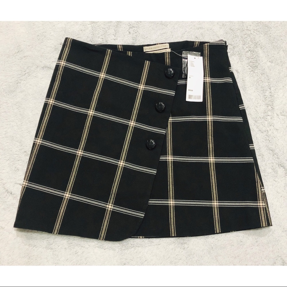 Urban Outfitters Plaid Mini Black Buttoned Skirt